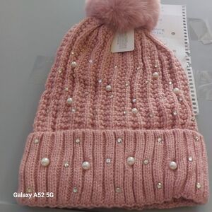 Pom & Pearls Berman Pink Knit Beanie